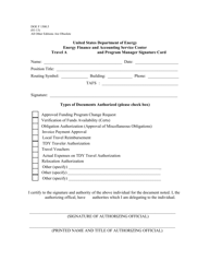 Document preview: DOE Form 1500.5 Travel Approving Official and Program Manager Signature Card