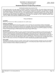 FEMA Form 206-FY-21-122 Residential Basement Floodproofing Certificate