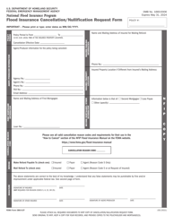 FEMA Form 086-0-2T Flood Insurance Cancellation/Nullification Request Form - Legacy Rating Plan