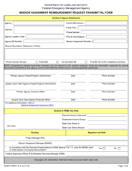Document preview: FEMA Form 116-0-2 Mission Assignment Reimbursement Request Transmittal Form