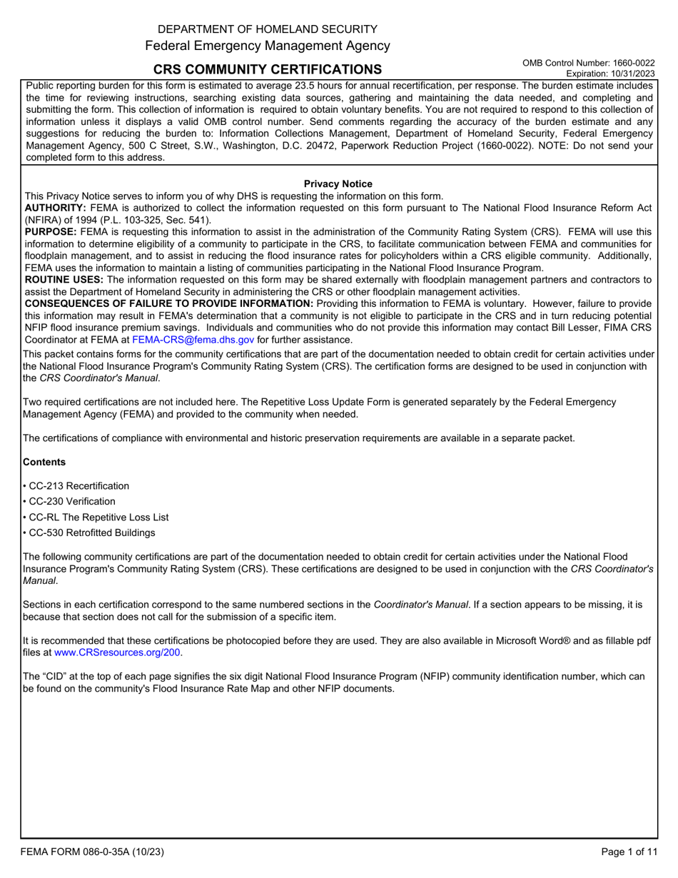 FEMA Form 086-0-35A - Fill Out, Sign Online and Download Fillable PDF ...