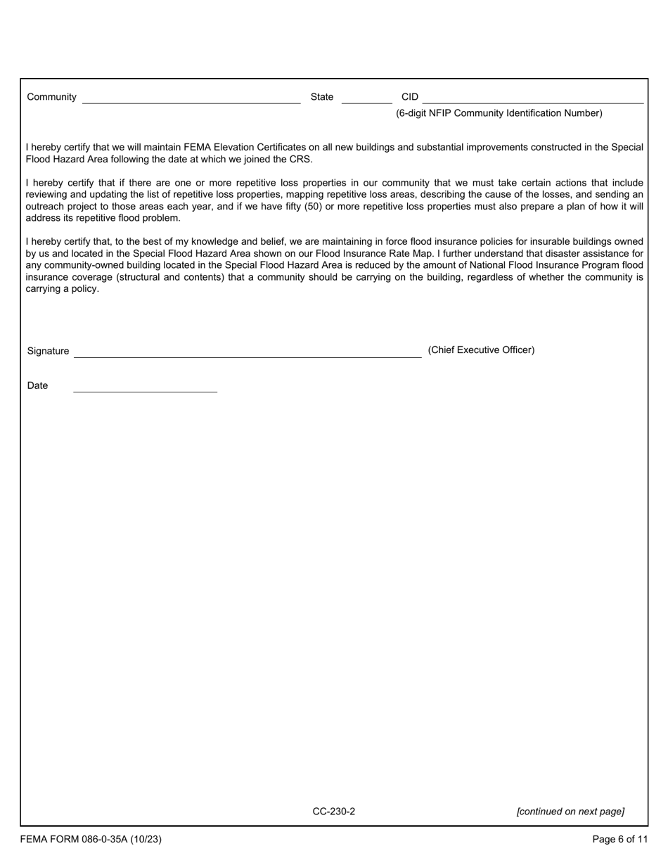FEMA Form 086-0-35A Crs Community Certifications, Page 6