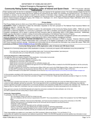 FEMA Form 086-0-35 Community Rating System Application Letter of Interest and Quick Check