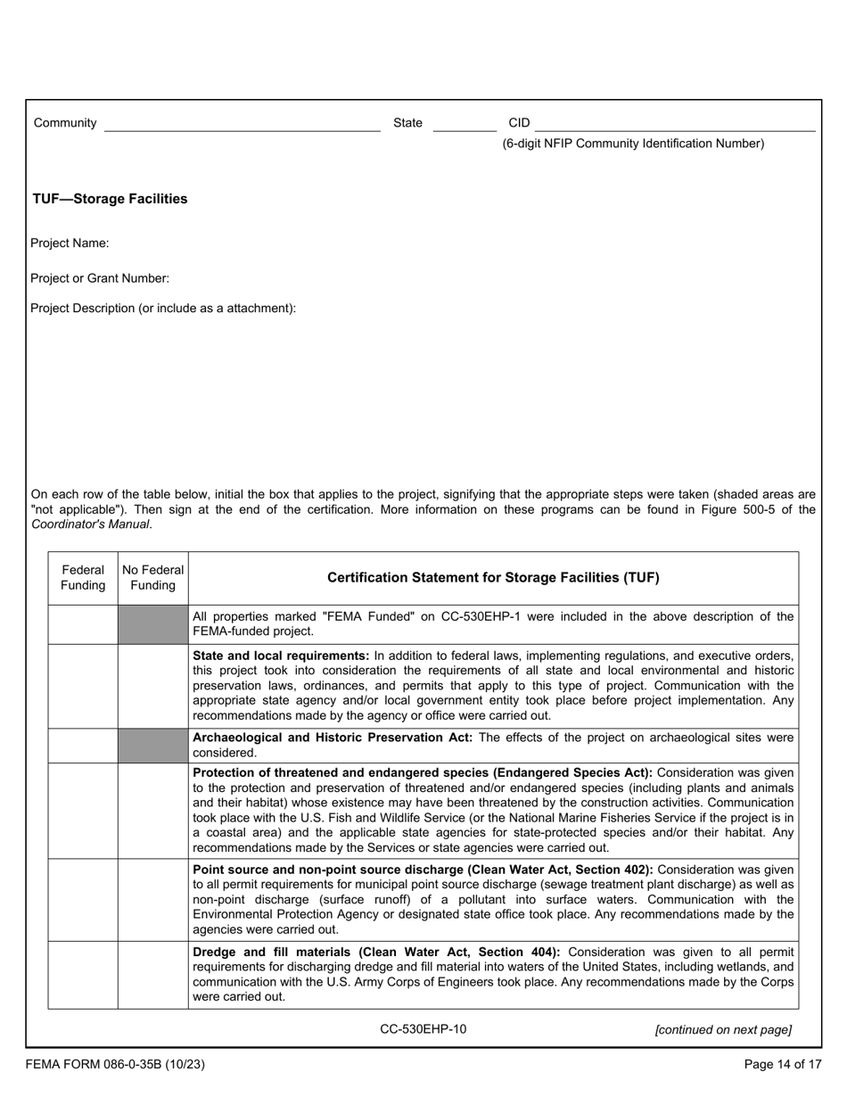 FEMA Form 086-0-35B Crs Community Certifications for Environmental and Historic Preservation, Page 14