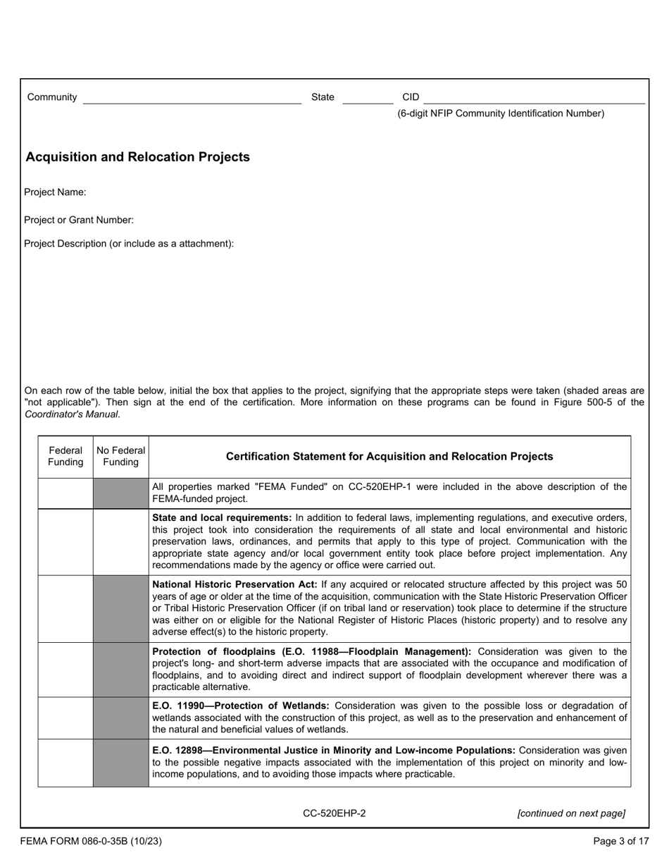 FEMA Form 086-0-35B Crs Community Certifications for Environmental and Historic Preservation, Page 3
