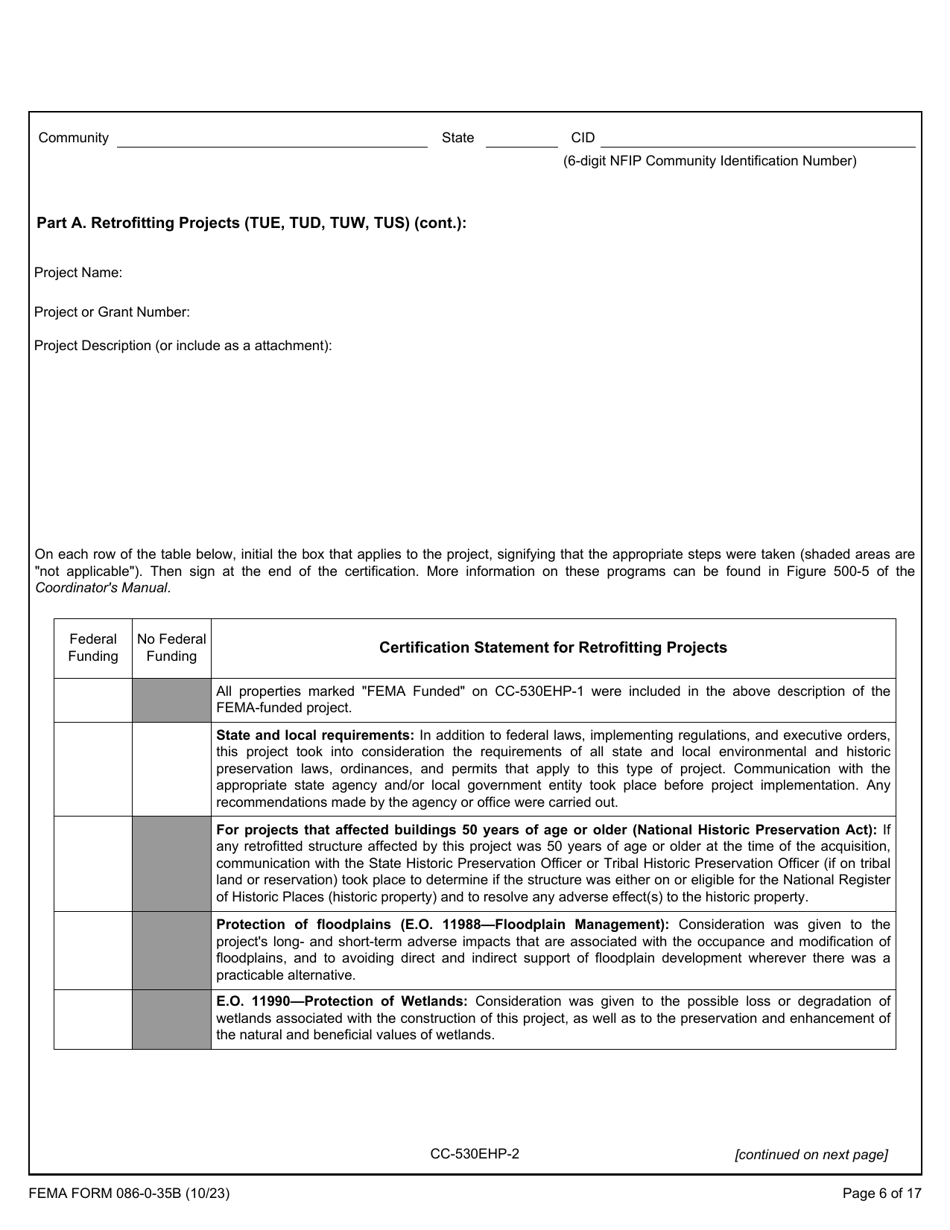 FEMA Form 086-0-35B Crs Community Certifications for Environmental and Historic Preservation, Page 6