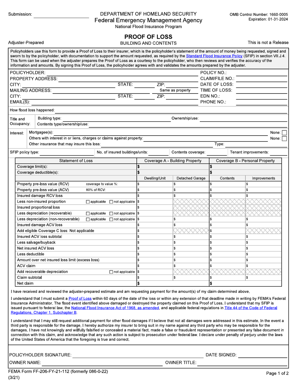 FEMA Form FF 206 FY 21 112 Fill Out Sign Online And Download