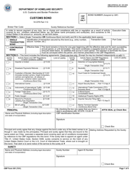 CBP Form 301 Customs Bond