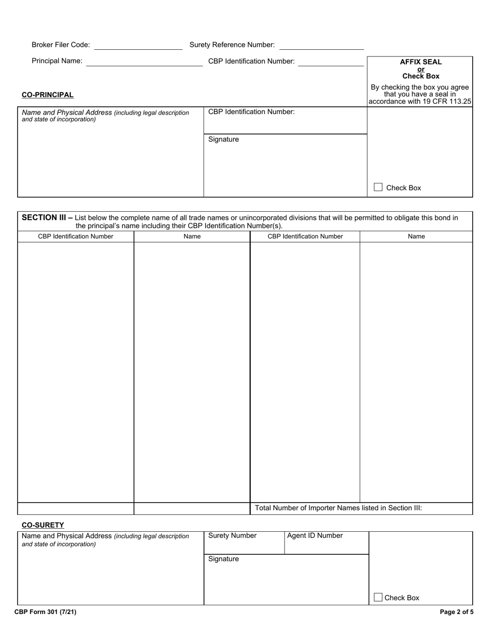 CBP Form 301 - Fill Out, Sign Online and Download Fillable PDF ...