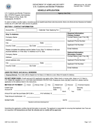 CBP Form 339C Annual User Fee Decal Request - Vehicle Application