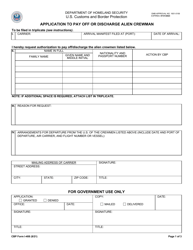 CBP Form I-408 Application to Pay off or Discharge Alien Crewman