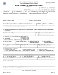 CBP Form 1300 Vessel Entrance or Clearance Statement