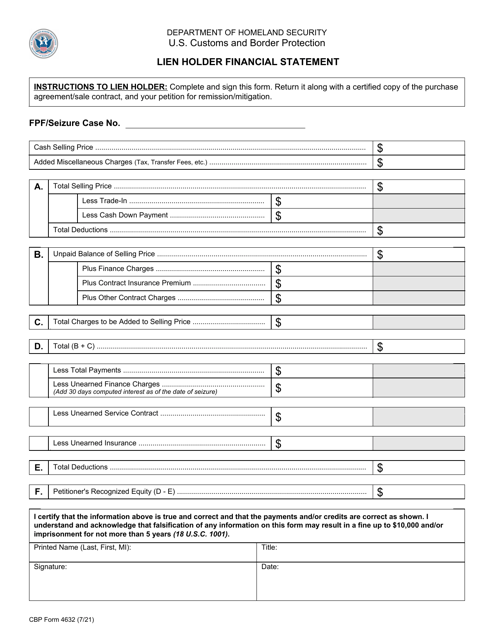 CBP Form 4632  Printable Pdf
