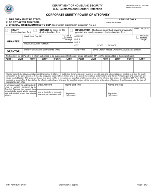 CBP Form 5297  Printable Pdf
