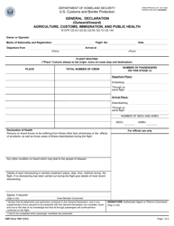 CBP Form 7507 General Declaration (Outward/Inward) Agriculture, Customs, Immigration, and Public Health