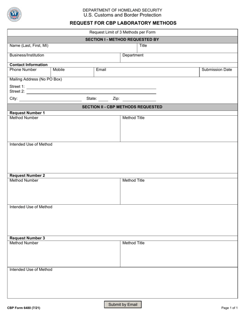 CBP Form 6480  Printable Pdf