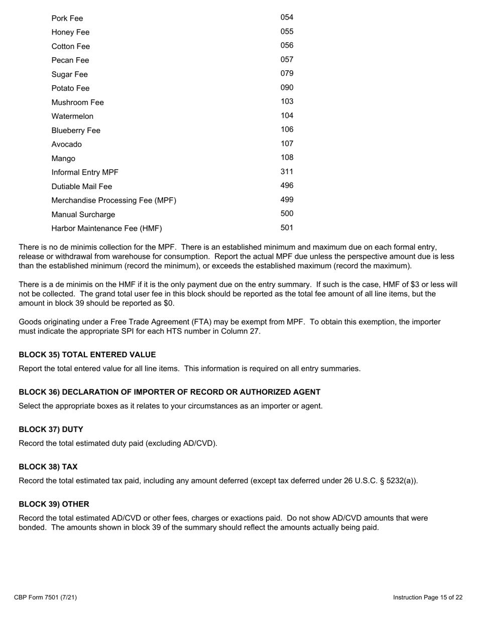 CBP Form 7501 Entry Summary, Page 18