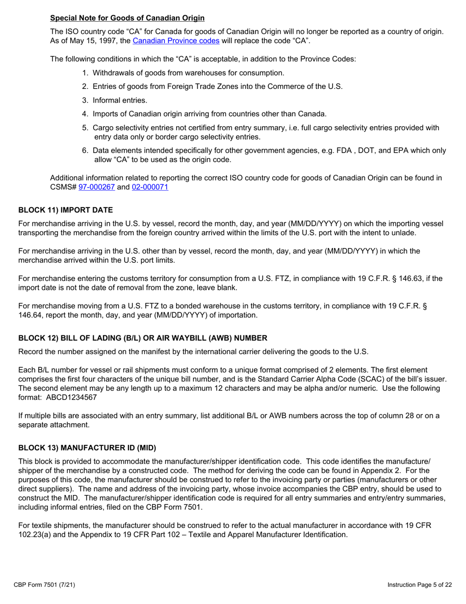 CBP Form 7501 Entry Summary, Page 8