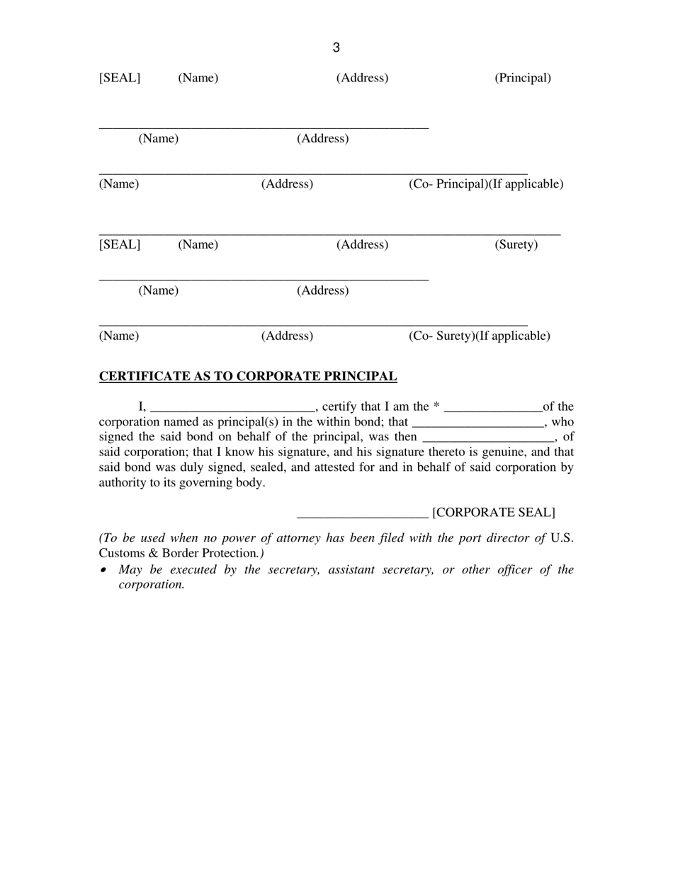Continuous Bond to Indemnify the United States for Furnishing Trademark / Trade Name / Copyright Samples, Page 3