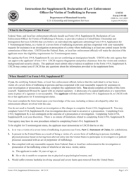 Document preview: Instructions for USCIS Form I-914 Supplement B Declaration of Law Enforcement Officer for Victim of Trafficking in Persons
