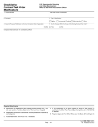 Document preview: Form HUD-720-C Checklist for Contract/Task Order Modifications