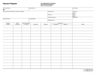 Document preview: Form HUD-756 Payment Register