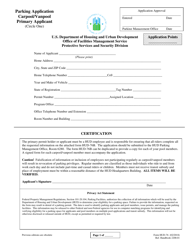 Document preview: Form HUD-76 Parking Application Carpool/Vanpool Primary Applicant