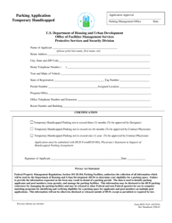 Document preview: Form HUD-76D Parking Application Temporary Handicapped