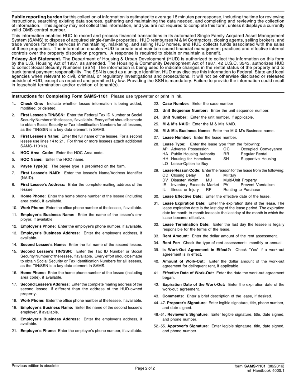 Form SAMS-1101 Define Lessees / Lease, Page 2