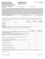 Document preview: Formulario HUD-40072 Reclamo Por Asistencia Para La Renta O La Compra (Spanish)