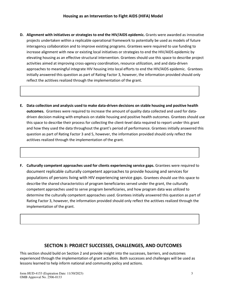 Form HUD-4153 Housing as an Intervention to Fight AIDS (Hifa) Model, Page 3