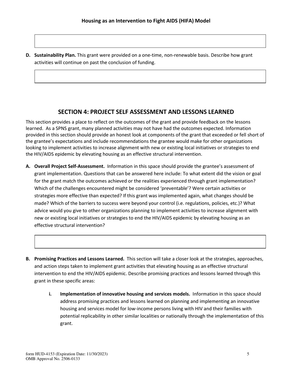 Form HUD-4153 Housing as an Intervention to Fight AIDS (Hifa) Model, Page 5