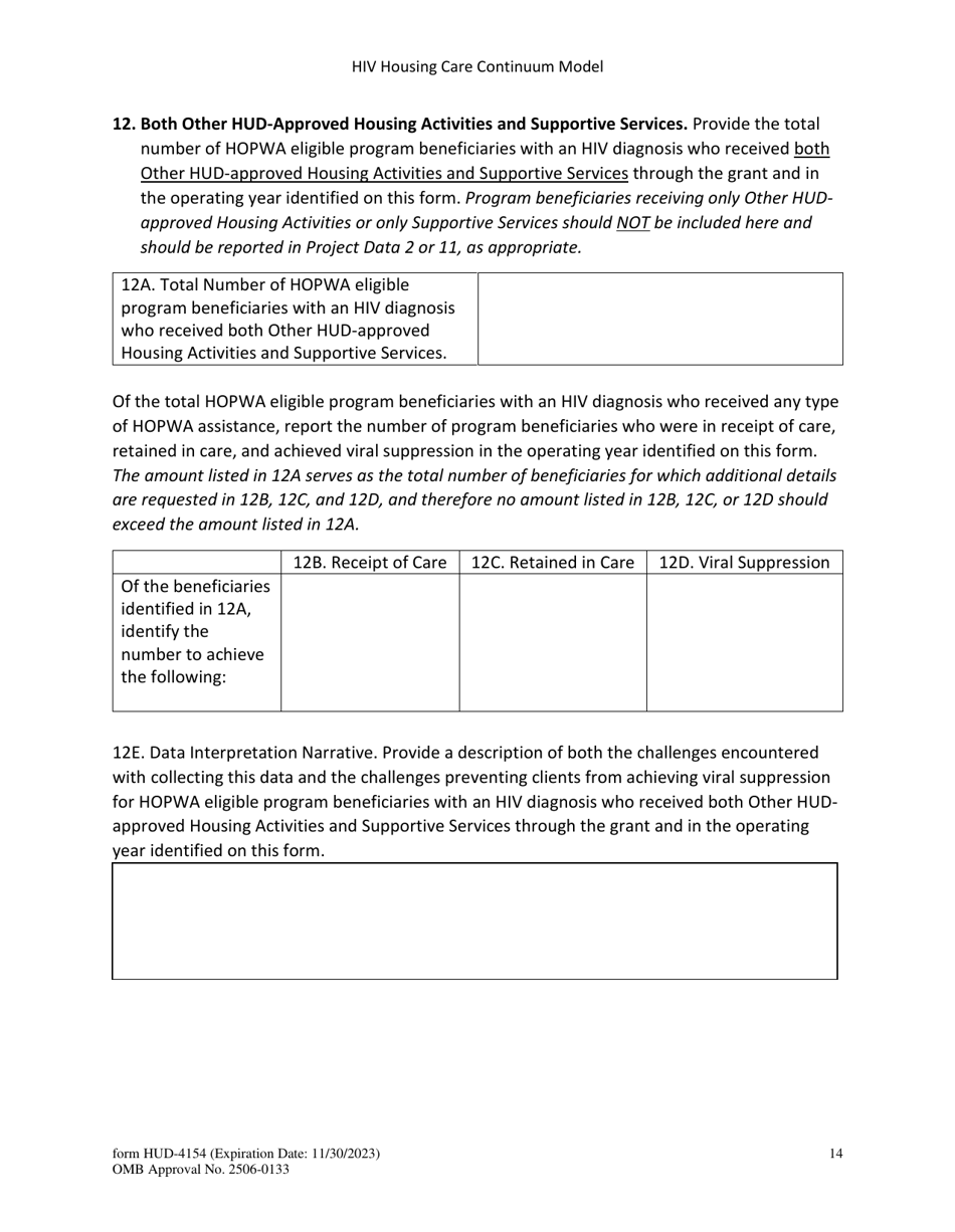 Form HUD-4154 HIV Housing Care Continuum Model, Page 14