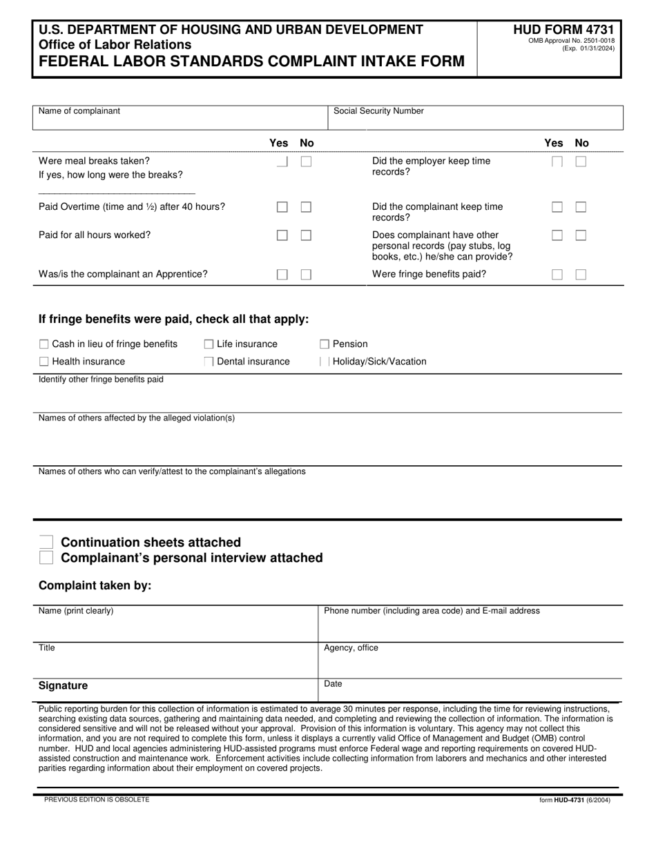 Form Hud 4731 Fill Out Sign Online And Download Fillable Pdf Templateroller 