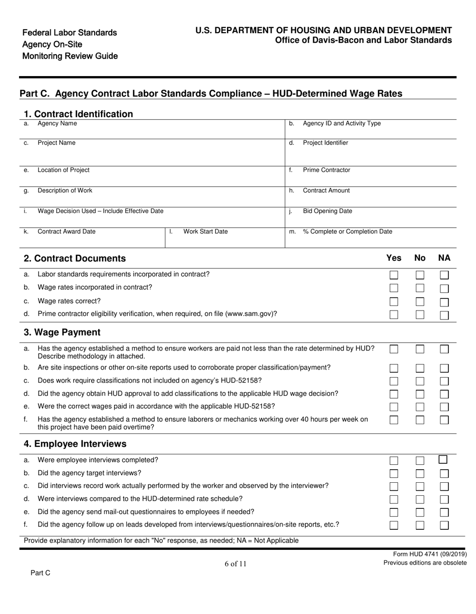 Form HUD-4741 Federal Labor Standards Agency on-Site Monitoring Review Guide, Page 6