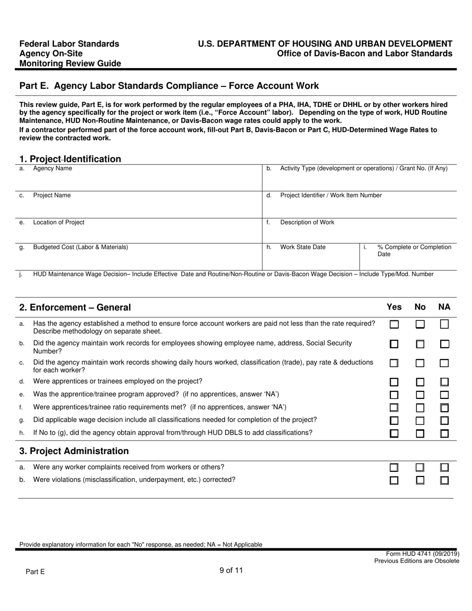 Form HUD-4741 Federal Labor Standards Agency on-Site Monitoring Review Guide, Page 9