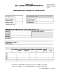 Form HUD-92745A-CMB Fhasl Ccfc Disbursement Transmittal - Manual Control Totals Coversheet, Page 2