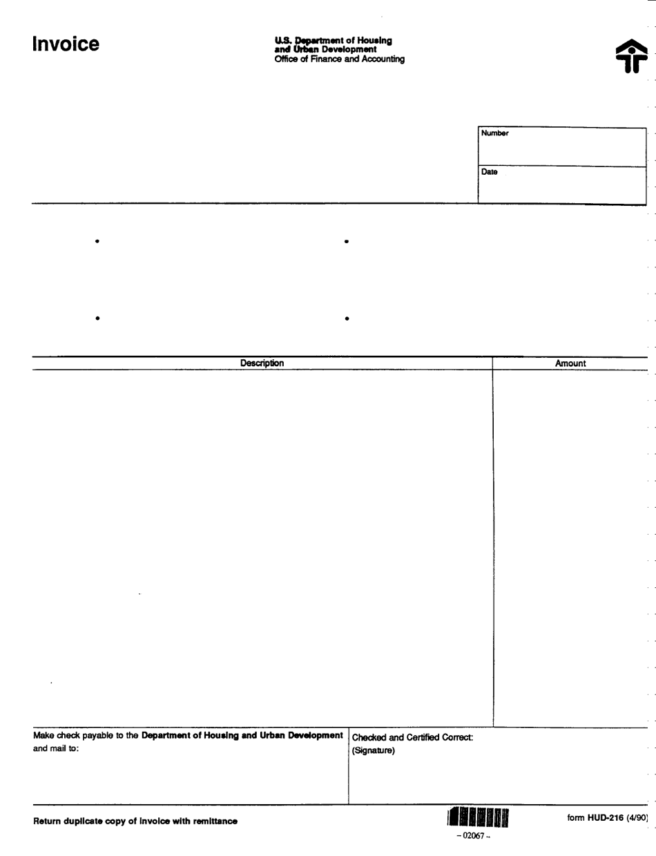 Form HUD-216 Invoice, Page 1