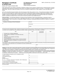 Document preview: Form HUD-2205-A Mortgagor's Certificate of Actual Cost - Multifamily
