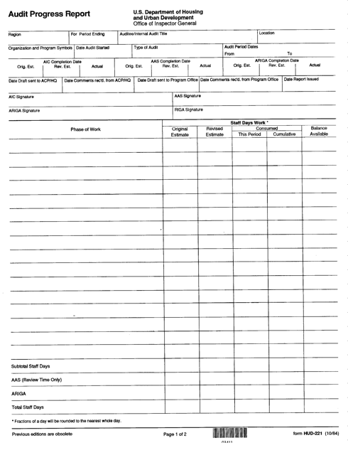 Form HUD-221 Audit Progress Report