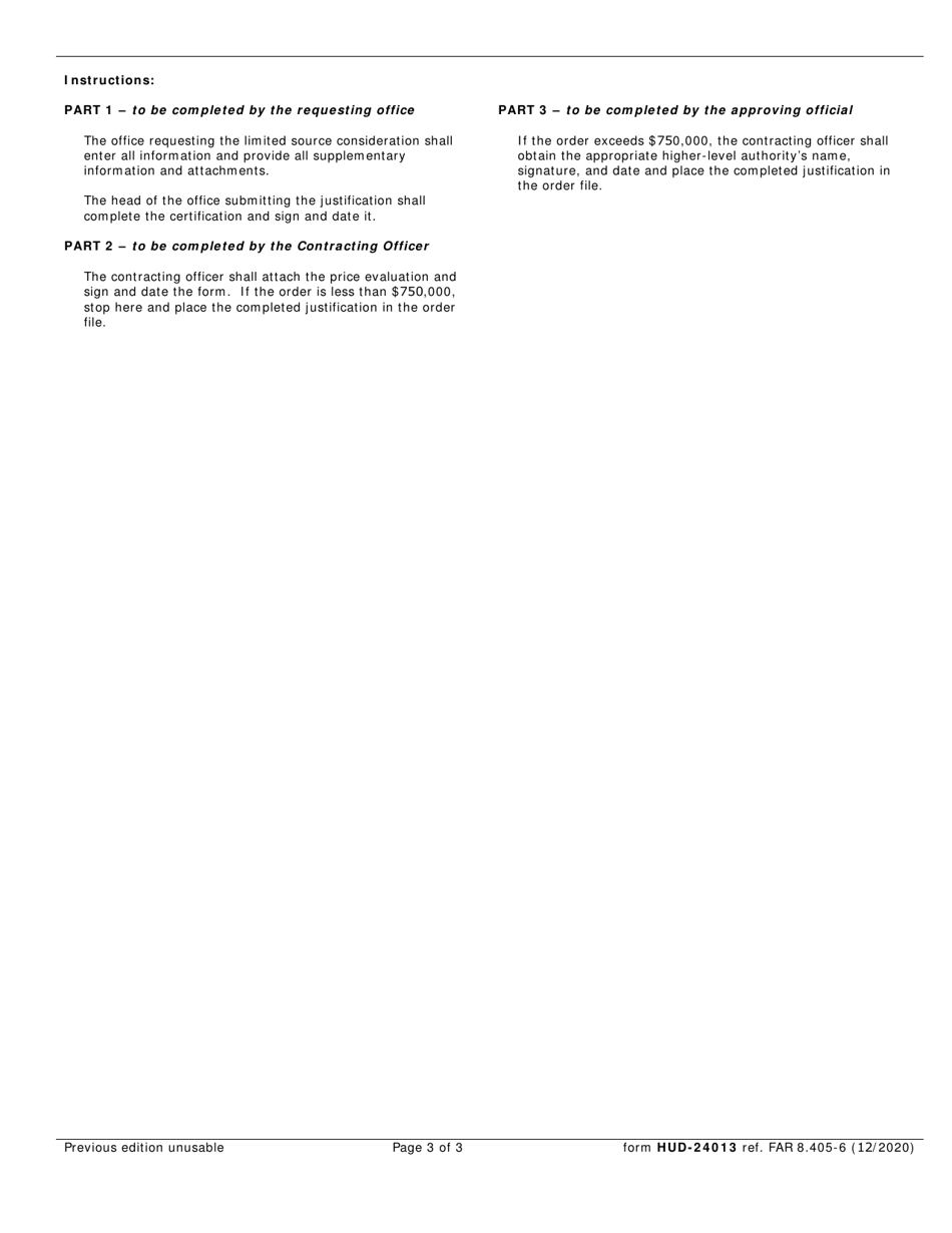 Form HUD-24013 Limited Source Justification - Federal Supply Schedule Orders Exceeding the Simplified Acquisition Threshold, Page 4