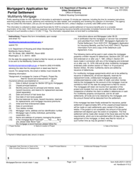 Document preview: Form HUD-2537 Mortgagee's Application for Partial Settlement