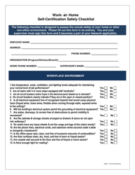 Form HUD-25229 Work-At-Home Self-certification Safety Checklist