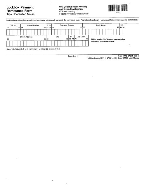 Form HUD-27014  Printable Pdf
