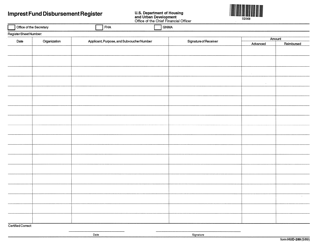 Document preview: Form HUD-289 Imprest Fund Disbursement Register