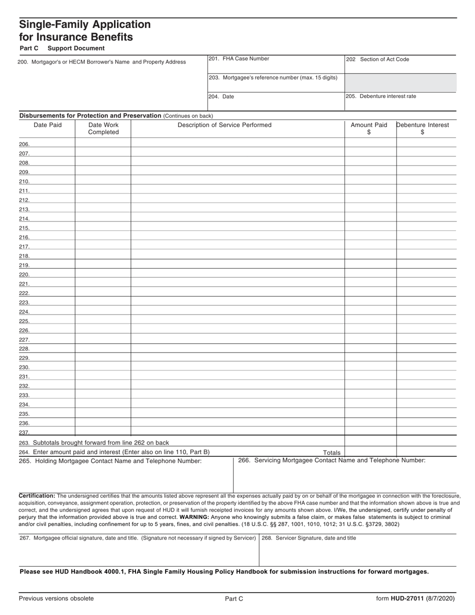 Form HUD-27011 Single-Family Application for Insurance Benefits, Page 4