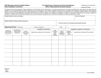 Document preview: Form HUD-306 Hud Manufactured Home Retailer Report - Home Installation Information