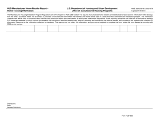 Form HUD-305 Hud Manufactured Home Retailer Report - Home Tracking Information, Page 2