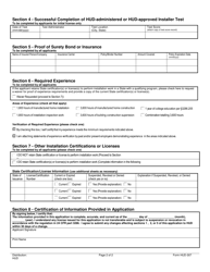 Form HUD-307 Hud Manufactured Home Installer License Application, Page 2