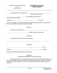 Document preview: Form FHA-1402 Articles of Incorporation of Association